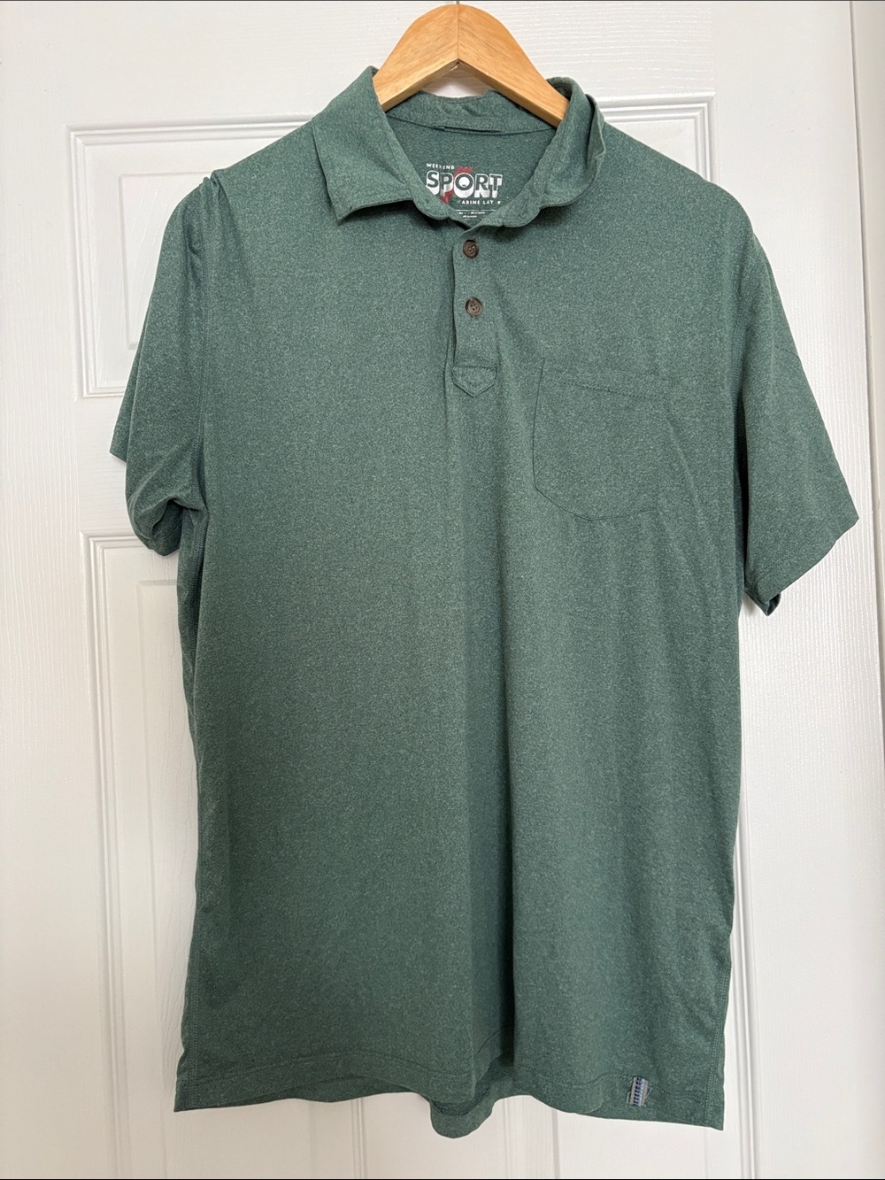 Marine Layer Green Polo Shirt with Chest Pocket
